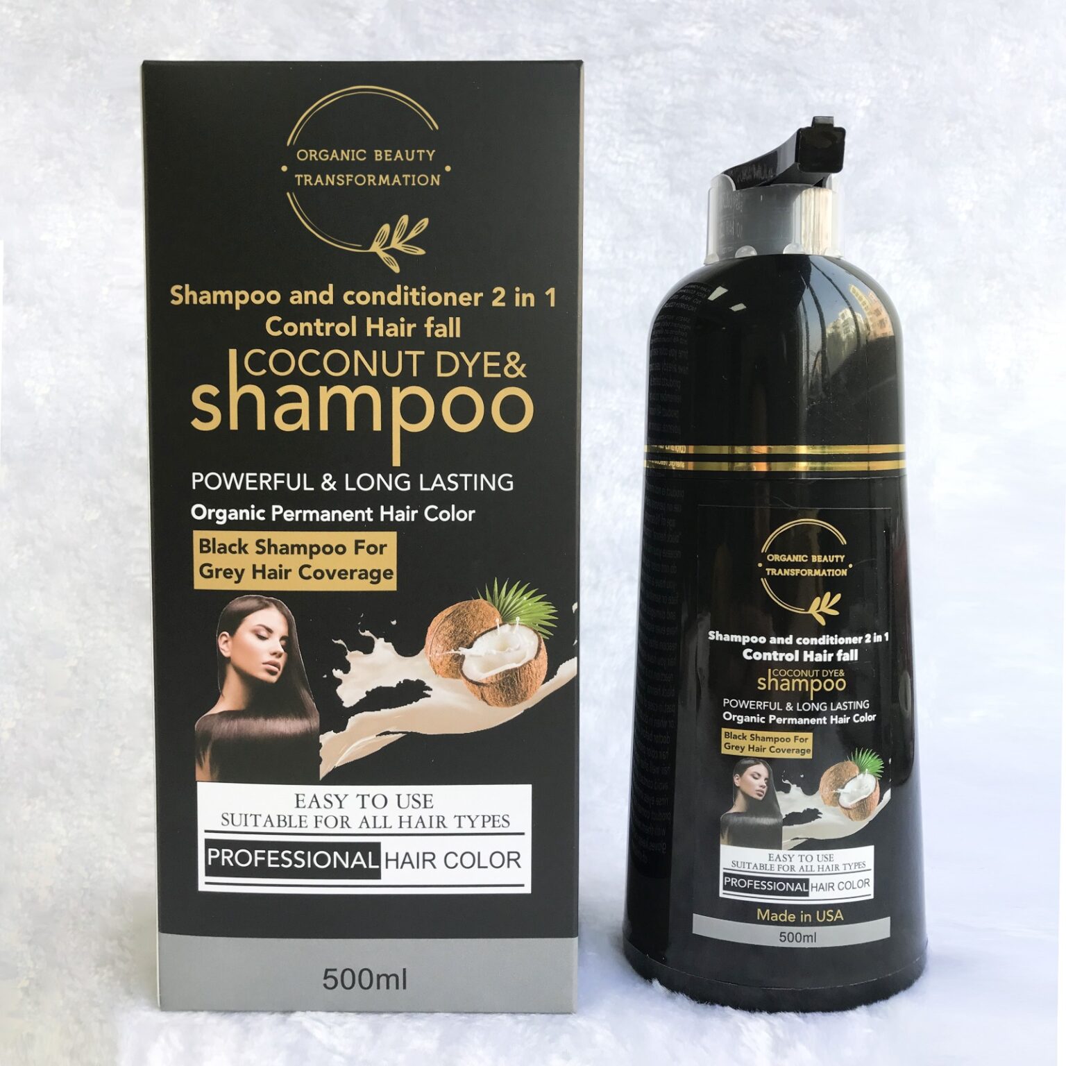 Organic Grey Hair Coverage Natural Black Shampoo-500ml - Organic Beauty ...
